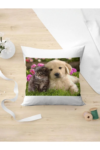Panorama Ajans Sevimli Hayvanlar Kedi Köpek Arkadaş Dost Yastık Kılıfı ürün görseli 1
