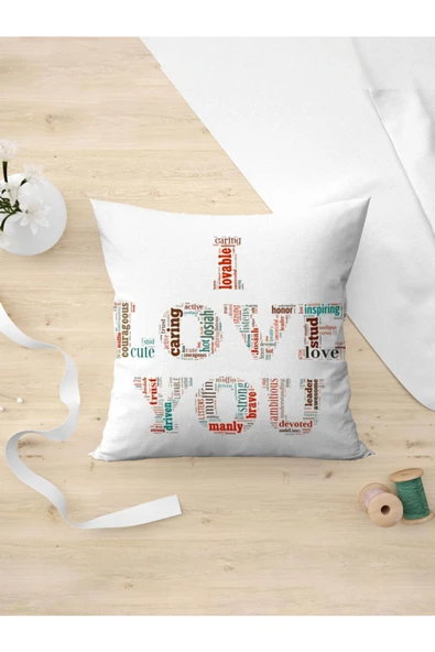 Panorama Ajans Sevgiliye Arkadaşa I Love You Tasarım Yastık Kılıfı ürün görseli 1