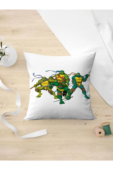 Panorama Ajans Ninja Kaplumbağa Ninja Turtles Çizgi Film Pizza Yastık Kılıfı ürün görseli 1