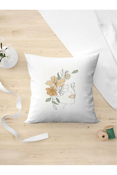 Panorama Ajans Çizim Portre Kadın Gül Özel Tasarım Yastık Kılıfı ürün görseli 1