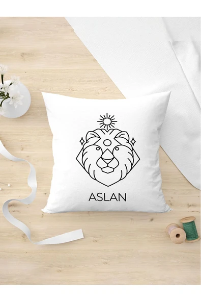 Panorama Ajans Burç Severlere Kişiye Ve Arkadaşa Hediyelik Aslan Tasarım Yastık Kılıfı ürün görseli 1