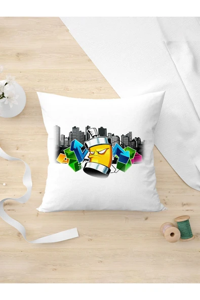 Panorama Ajans Grafiti Duvar Sanatı Sprey Kutusu Özel Tasarım Yastık Kılıfı ürün görseli 1