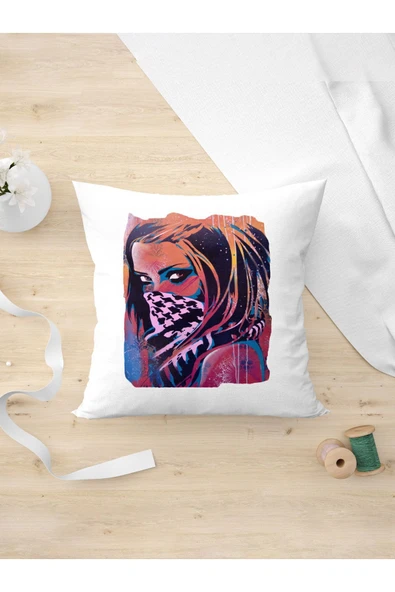 Panorama Ajans Maskeli Kız Bad Girl Arkadaşa Hediye Özeltasarım Yastık Kılıfı ürün görseli 1