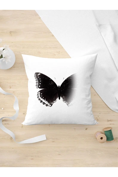 Panorama Ajans Kelebek Siyah Beyaz Yastık Kılıfı ürün görseli 1