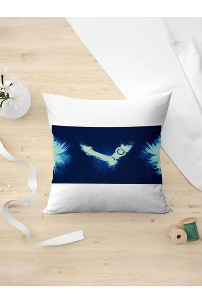 Panorama Ajans Steam Valve Logo Tasarım Gamer Oyunculara Yastık Kılıfı ürün görseli 1