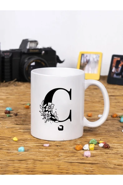 Panorama Ajans En Yakın Arkadaşa Hediye Çiçek Tasarım Ç Harfi Beyaz Kupa Bardak ürün görseli