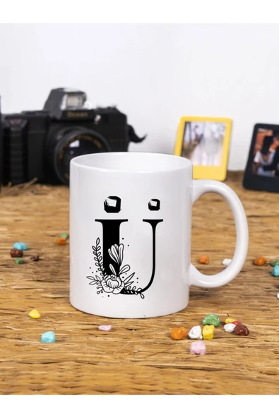 Panorama Ajans En Yakın Arkadaşa Hediye Çiçek Tasarım Ü Harfi Beyaz Kupa Bardak ürün görseli