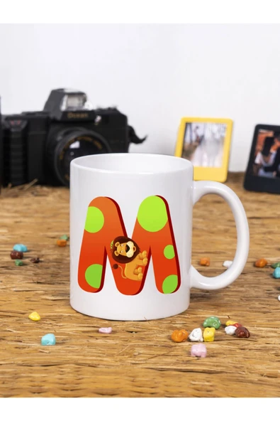 Panorama Ajans Çocuklar Için Eğlenceli Hediye M Harfi Beyaz Kupa Bardak ürün görseli
