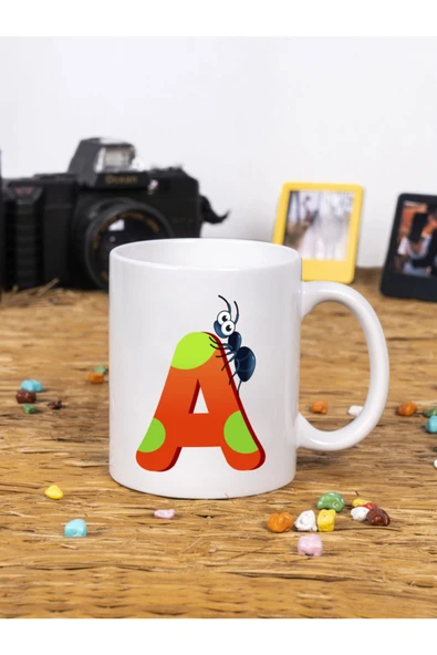 Panorama Ajans Çocuklar Için Eğlenceli Hediye A Harfi Beyaz Kupa Bardak ürün görseli