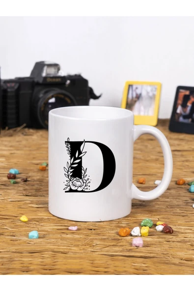 Panorama Ajans En Yakın Arkadaşa Hediye Çiçek Tasarım D Harfi Beyaz Kupa Bardak ürün görseli
