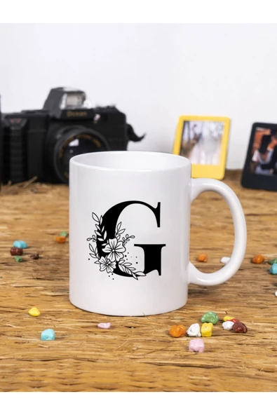 Panorama Ajans En Yakın Arkadaşa Hediye Çiçek Tasarım G Harfi Beyaz Kupa Bardak ürün görseli