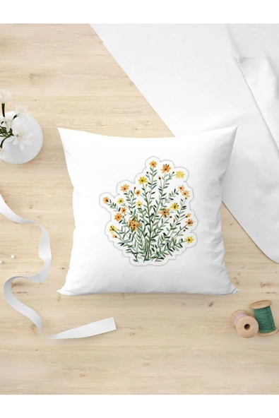 Panorama Ajans Minimalist Arkadaşa Özel Hediyelik Sarı Turuncu Çiçekli Oda Dekoru Yastık Kılıfı ürün görseli 1