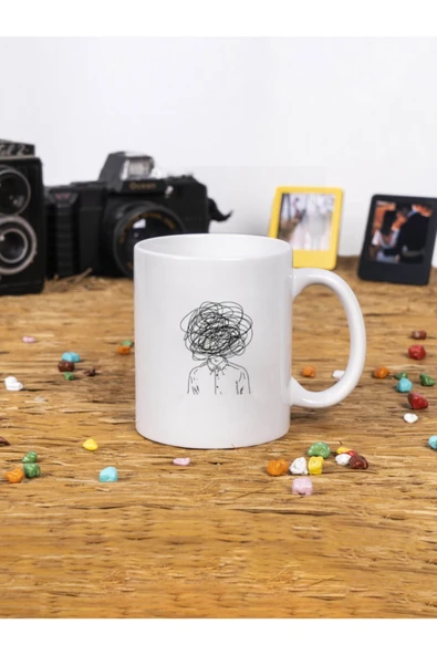 Panorama Ajans Mood Tasarım Kafam Karışık Beyaz Kupa Bardak ürün görseli