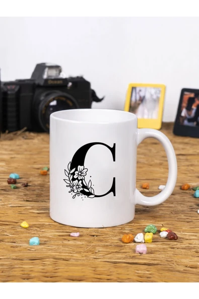 Panorama Ajans En Yakın Arkadaşa Hediye Çiçek Tasarım C Harfi Beyaz Kupa Bardak ürün görseli