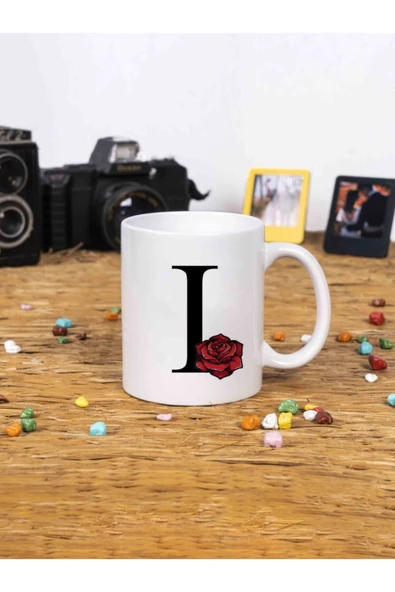 Panorama Ajans Gül Rose Flower Tasarım Alfabe Kupa Seti I Harfi Beyaz Kupa Bardak ürün görseli