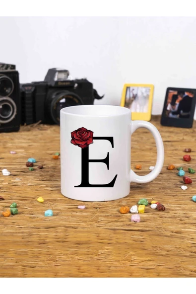 Panorama Ajans Gül Tasarım Alfabe Kupa Seti E Harfi Beyaz Kupa Bardak ürün görseli