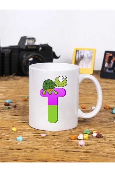 Panorama Ajans Çocuklar Için Eğlenceli Hediye T Harfi Beyaz Kupa Bardak ürün görseli