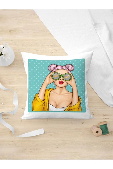 Panorama Ajans Kızlara Dürbünlü Sale Arkadaşa Hediye Özel Tasarım Yastık Kılıfı ürün görseli 1