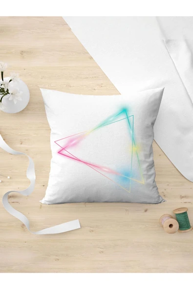 Panorama Ajans Parlak Üçgen Vector Tasarım Sevenlere Yastık Kılıfı Beyaz ürün görseli 1