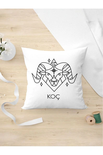 Panorama Ajans Burç Severlere Kişiye Ve Arkadaşa Hediyelik Koç Tasarım Yastık Kılıfı ürün görseli 1