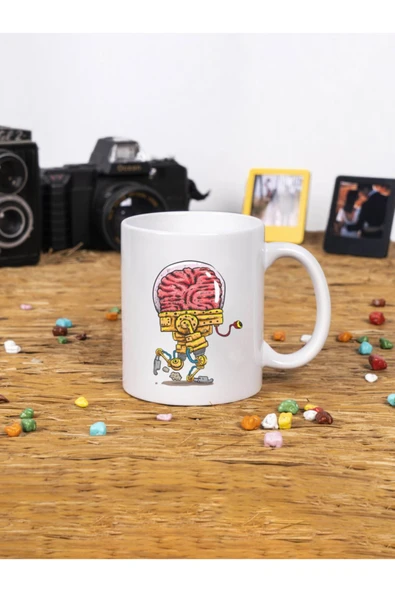 Panorama Ajans En Yakın Arkadaşa Dosta Seevgiliye Hediye Robotik Beyin Tasarım Beyaz Kupa Bardak ürün görseli