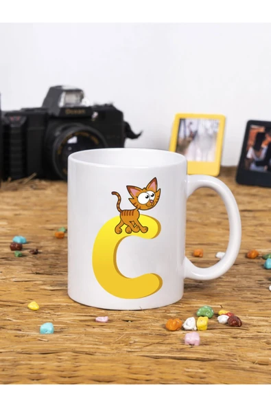 Panorama Ajans Çocuklar İçin Eğlenceli Hediye C Harfi Beyaz Kupa Bardak ürün görseli