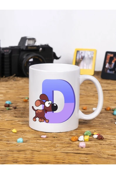 Panorama Ajans Çocuklar Için Eğlenceli Hediye D Harfi Beyaz Kupa Bardak ürün görseli