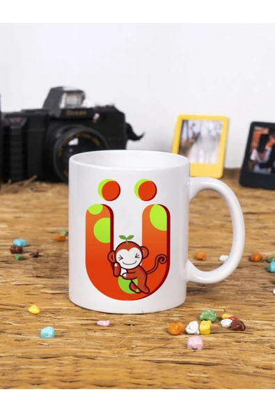 Panorama Ajans Çocuklar Için Eğlenceli Hediye Ü Harfi Beyaz Kupa Bardak ürün görseli