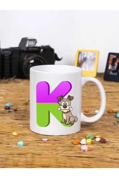 Panorama Ajans Çocuklar Için Eğlenceli Hediye K Harfi Beyaz Kupa Bardak ürün görseli
