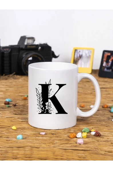 Panorama Ajans En Yakın Arkadaşa Hediye Çiçek Tasarım K Harfi Beyaz Kupa Bardak ürün görseli