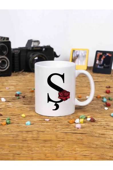 Panorama Ajans Gül Rose Flower Tasarım Alfabe Kupa Seti Ş Harfi Beyaz Kupa Bardak ürün görseli