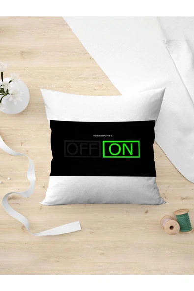 Panorama Ajans Bilgisayar Mühendisi Off On Açık Kapalı Siyah Yastık Kılıfı ürün görseli 1