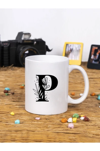 Panorama Ajans En Yakın Arkadaşa Hediye Çiçek Tasarım P Harfi Beyaz Kupa Bardak ürün görseli