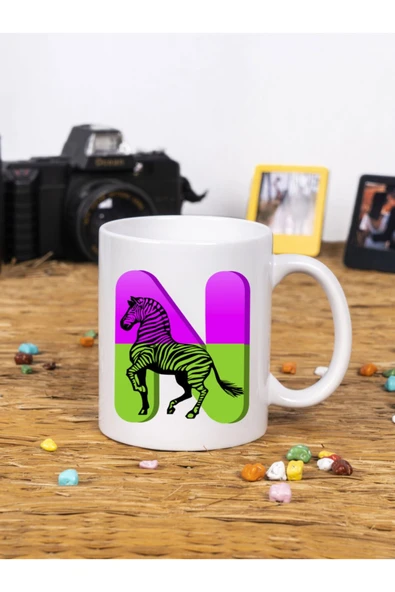 Panorama Ajans Çocuklar İçin Eğlenceli Hediye N Harfi Beyaz Kupa Bardak ürün görseli