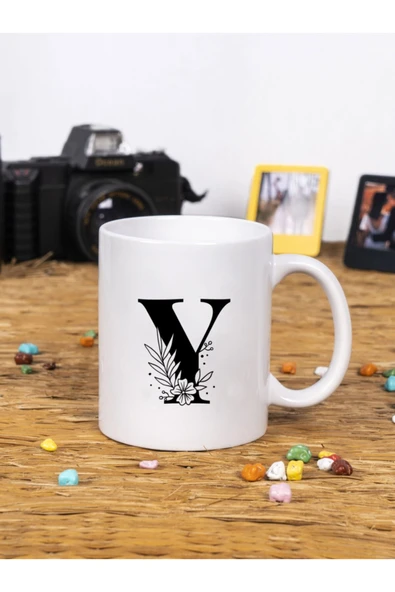 Panorama Ajans En Yakın Arkadaşa Hediye Çiçek Tasarım Y Harfi Beyaz Kupa Bardak ürün görseli