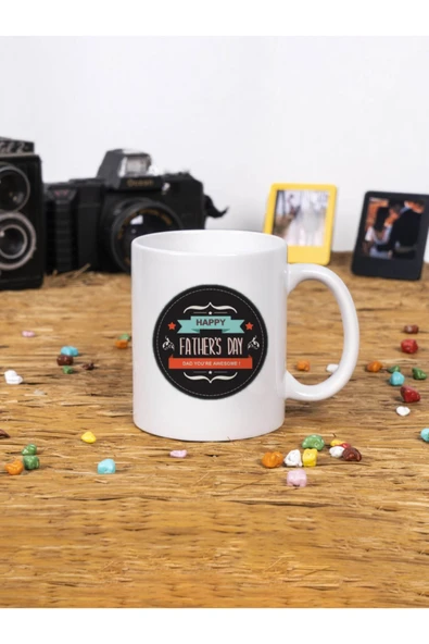 Panorama Ajans Babalar Günü Hediye Happy Father's Day Awesome Beyaz Kupa Bardak ürün görseli