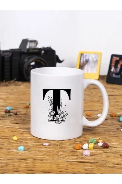 Panorama Ajans En Yakın Arkadaşa Hediye Çiçek Tasarım T Harfi Beyaz Kupa Bardak ürün görseli