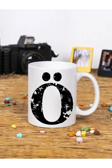 Panorama Ajans Dekoratif Yazılı Hediye Porselen Ö Harfi Beyaz Kupa Bardak ürün görseli