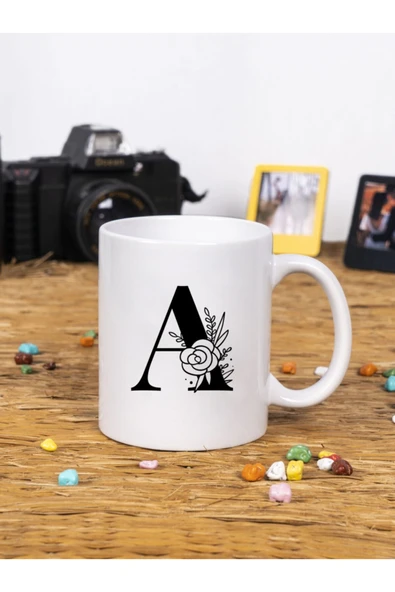 Panorama Ajans En Yakın Arkadaşa Hediye Çiçek Tasarım A Harfi Beyaz Kupa Bardak ürün görseli