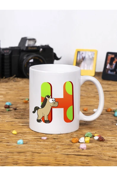 Panorama Ajans Çocuklar Için Eğlenceli Hediye H Harfi Beyaz Kupa Bardak ürün görseli