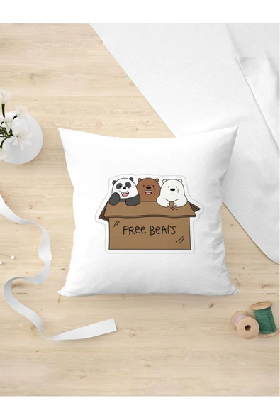 Panorama Ajans Kafadar Ayılar Eğlenceli Tasarım En Yakın Arkadaşlara Yastık Kılıfı ürün görseli 1