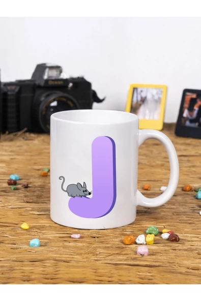 Panorama Ajans Çocuklar Için Eğlenceli Hediye J Harfi Beyaz Kupa Bardak ürün görseli