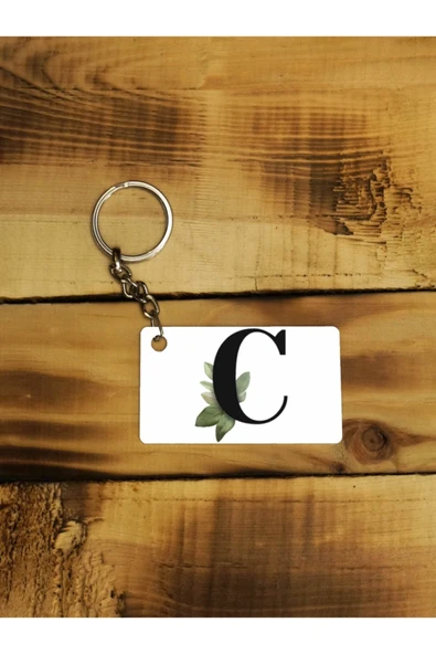 Panorama Ajans C Harfi Yeşil Yapraklı Ince Metal Anahtarlık ürün görseli 1