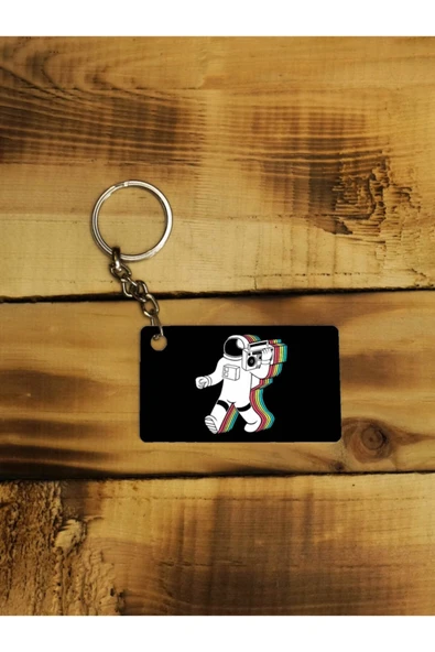 Panorama Ajans Cool Retro Astronot Ince Metal Anahtarlık ürün görseli