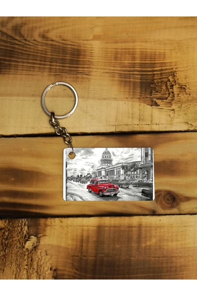 Panorama Ajans Kırmızı Klasik Araba Ince Metal Anahtarlık ürün görseli
