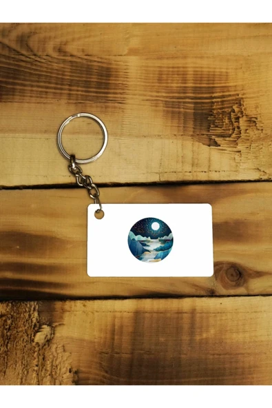 Panorama Ajans Dolunay Yakamoz Çizimli Ince Metal Anahtarlık ürün görseli