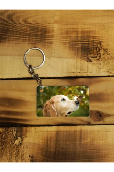 Panorama Ajans Golden Köpek Tatlı Kelebek Ince Metal Anahtarlık ürün görseli