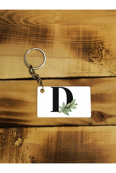 Panorama Ajans D Harfi Yeşil Yapraklı Ince Metal Anahtarlık ürün görseli 1