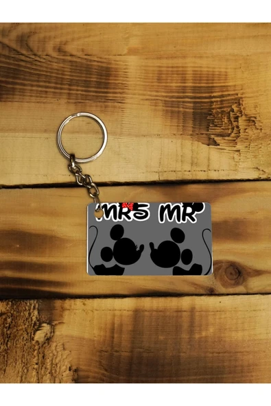 Panorama Ajans Mickey And Minnie Minimal Tasarım Ince Metal Anahtarlık ürün görseli