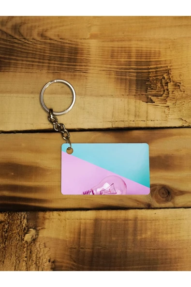 Panorama Ajans Minimal Ampul Pink Blue Tasarım Ince Metal Anahtarlık ürün görseli 1